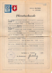 german marriage certificate, vital records
