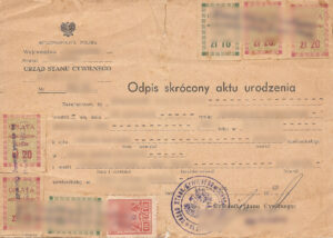 Abridged copy of birth certificate, vital records
